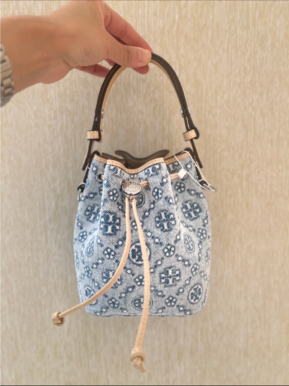 Tory Burch Powder Blue Mini Bucket Bag